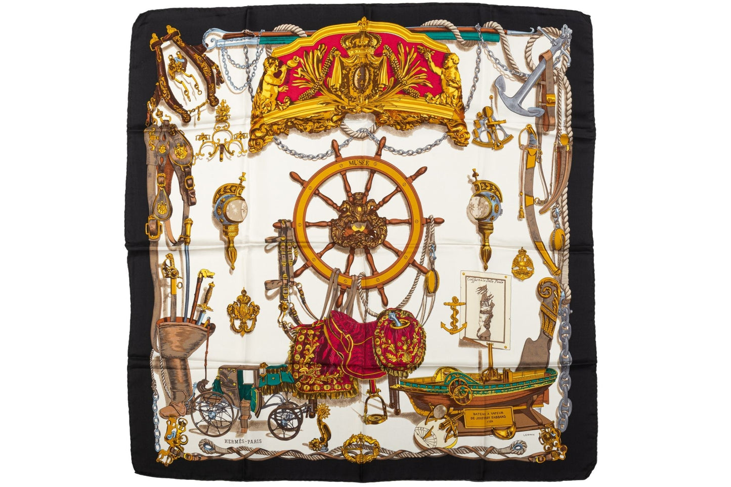Hermes Bateau A Vapeur Silk Scarf