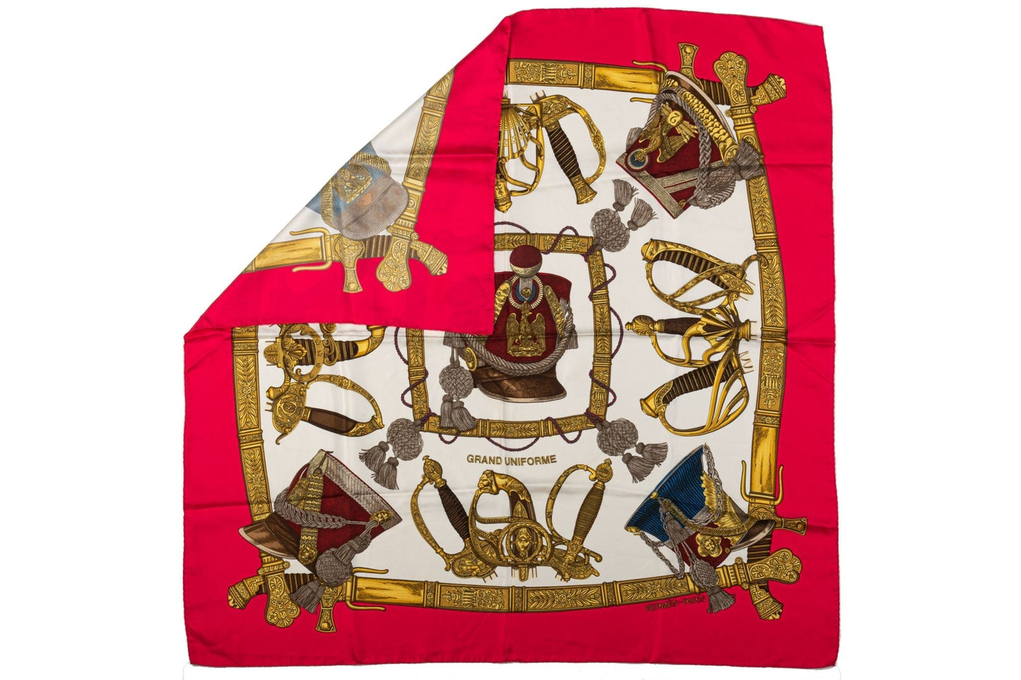 Hermes Grand Uniforme Red Scarf Metz