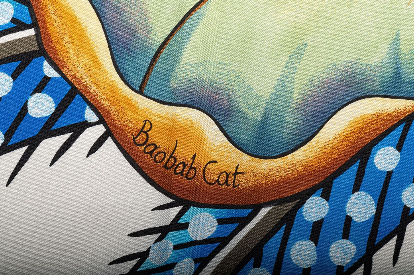 Hermes New White Blue Baobab Silk Scarf