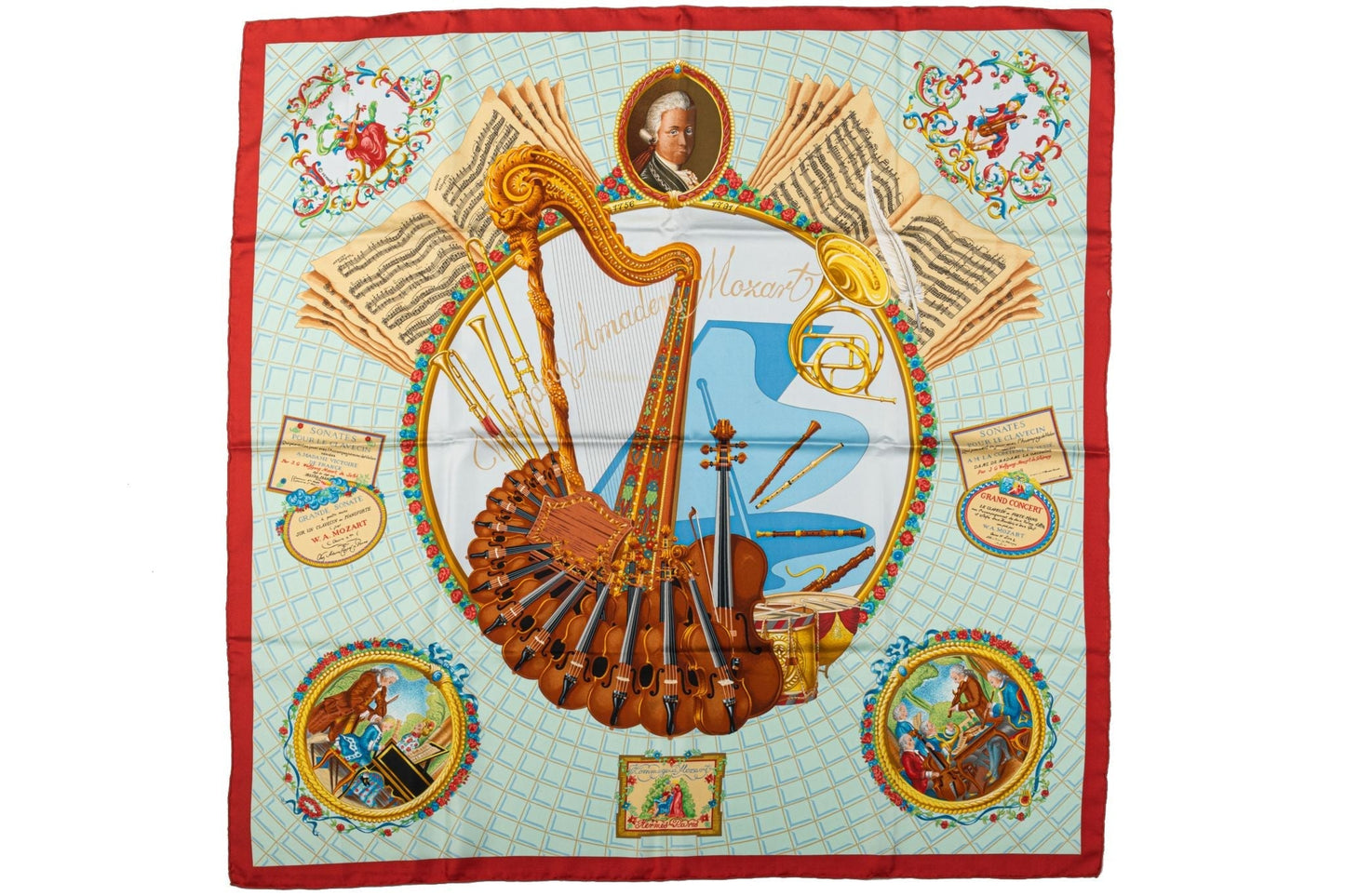 Hermes Collectible Mozart Silk Scarf