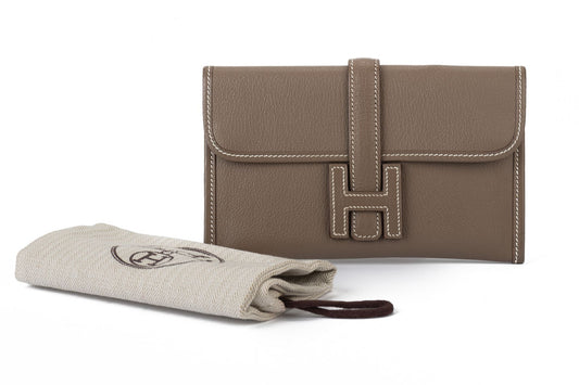 Hermes Small Jige Etoupe Goat Skin Bag