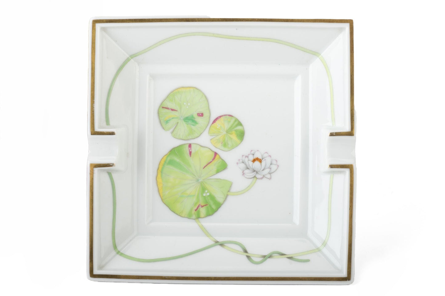 Hermes White Green Water Lili Ashtray