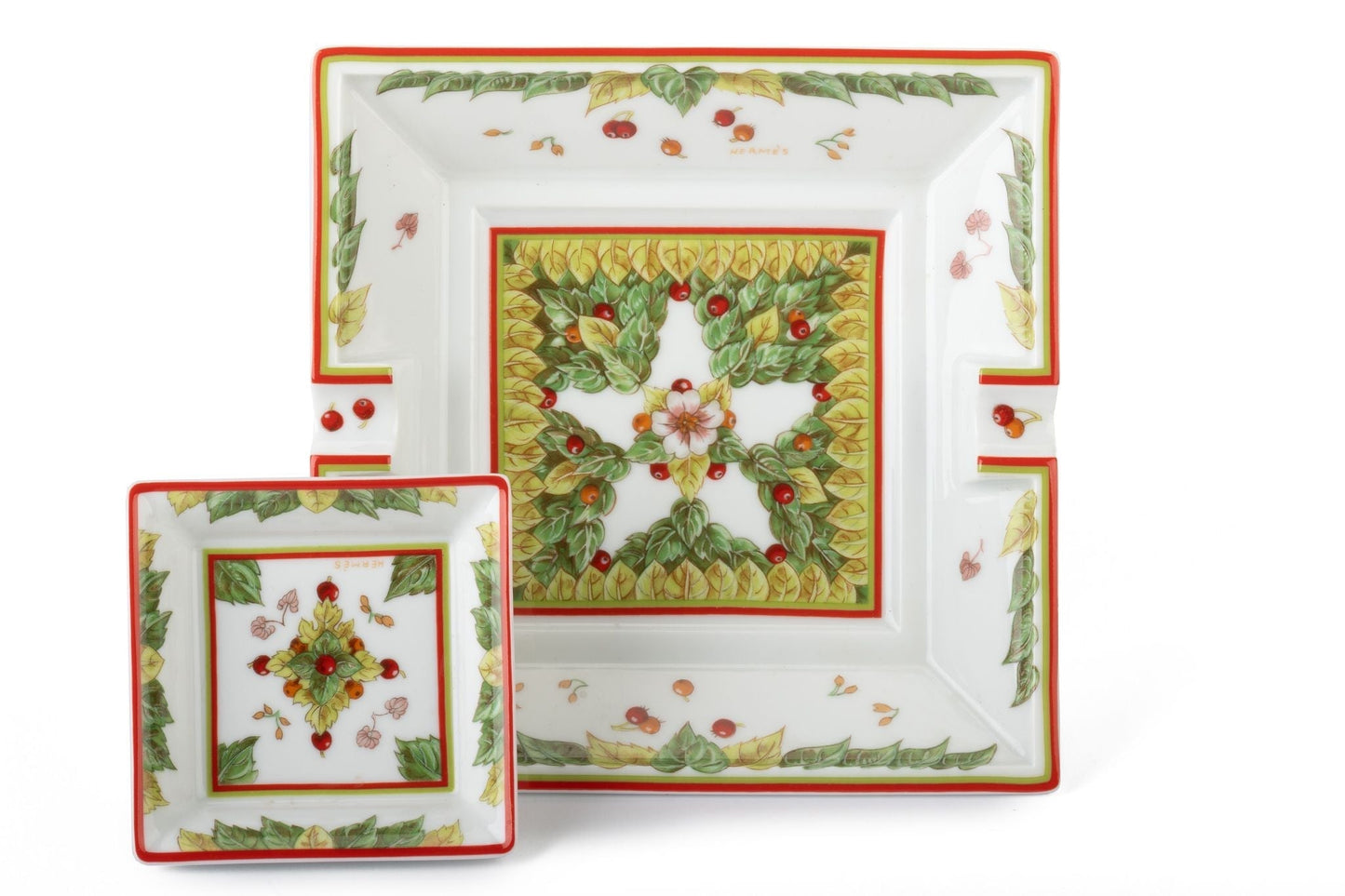 Hermes Set of Two Xmas Porcelain Ashtray