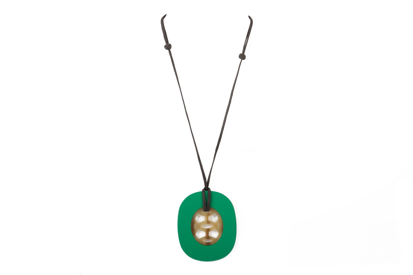 Hermes Green Horn Pendant Necklace