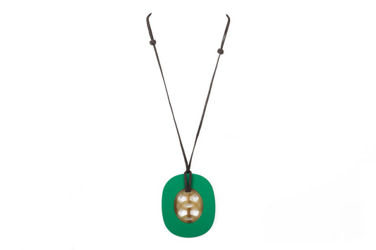 Hermes Green Horn Pendant Necklace