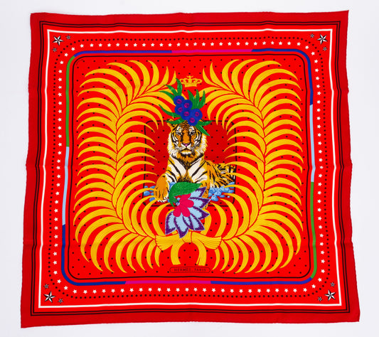 Hermes Tigre Royal Fleuri Scarf