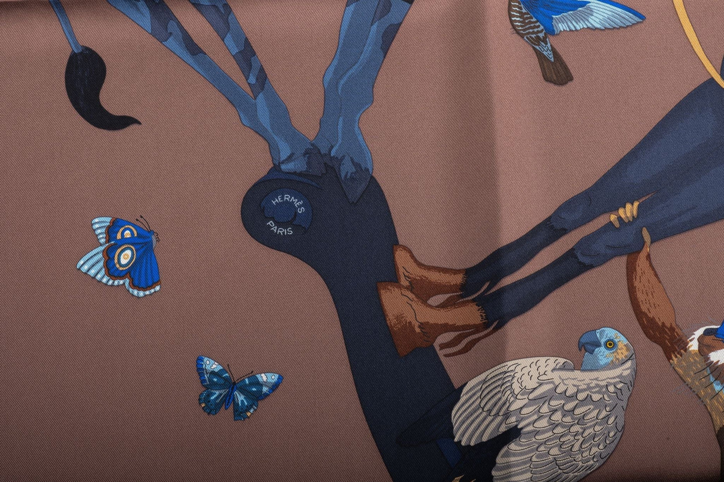Hermes Story NIB Chocolate Silk Scarf