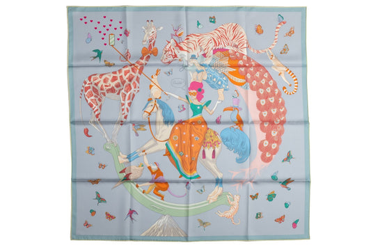 Hermes Story New Gray- Celeste Scarf