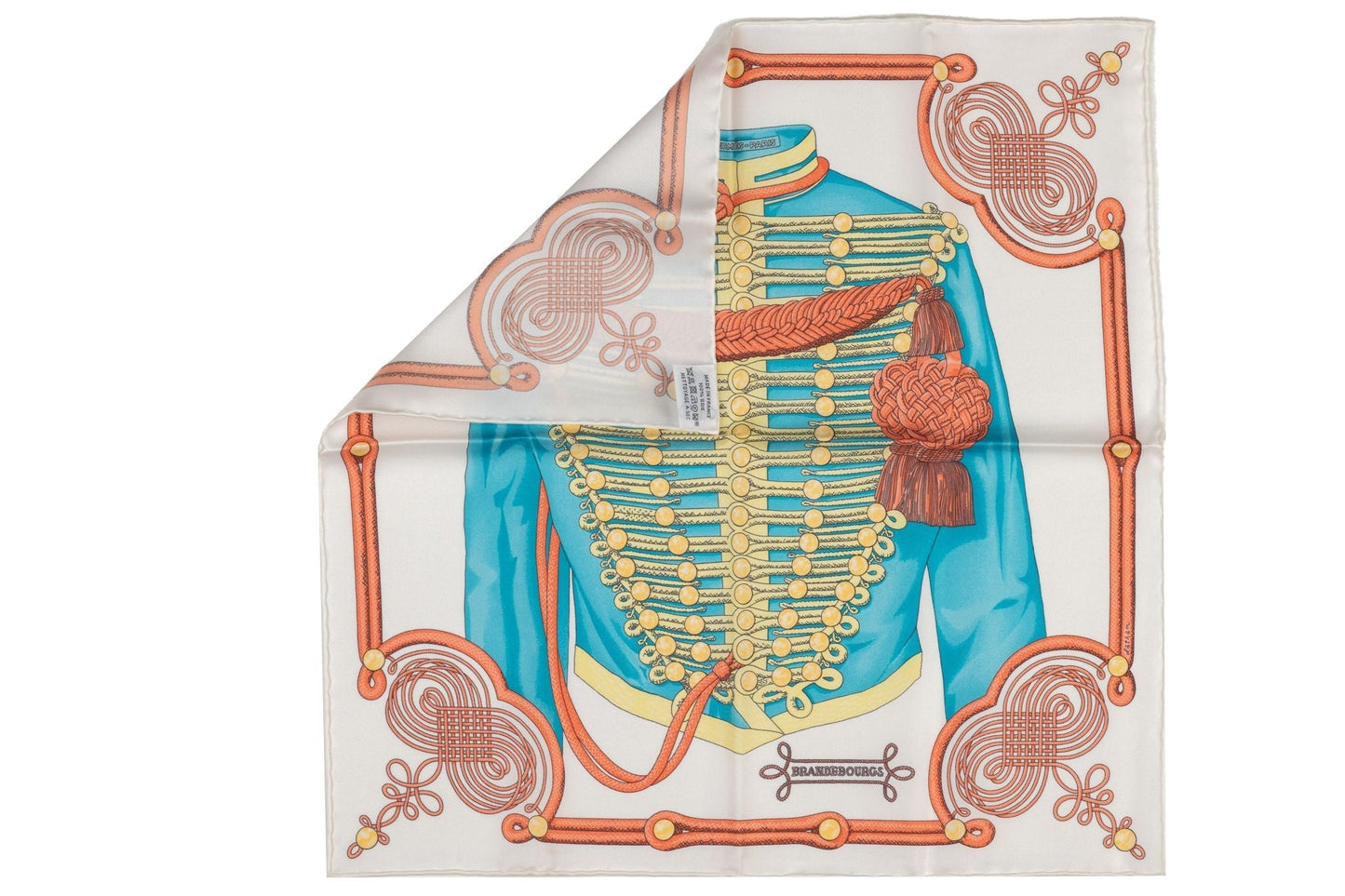 Hermes NIB White Brandeburg Silk Scarf