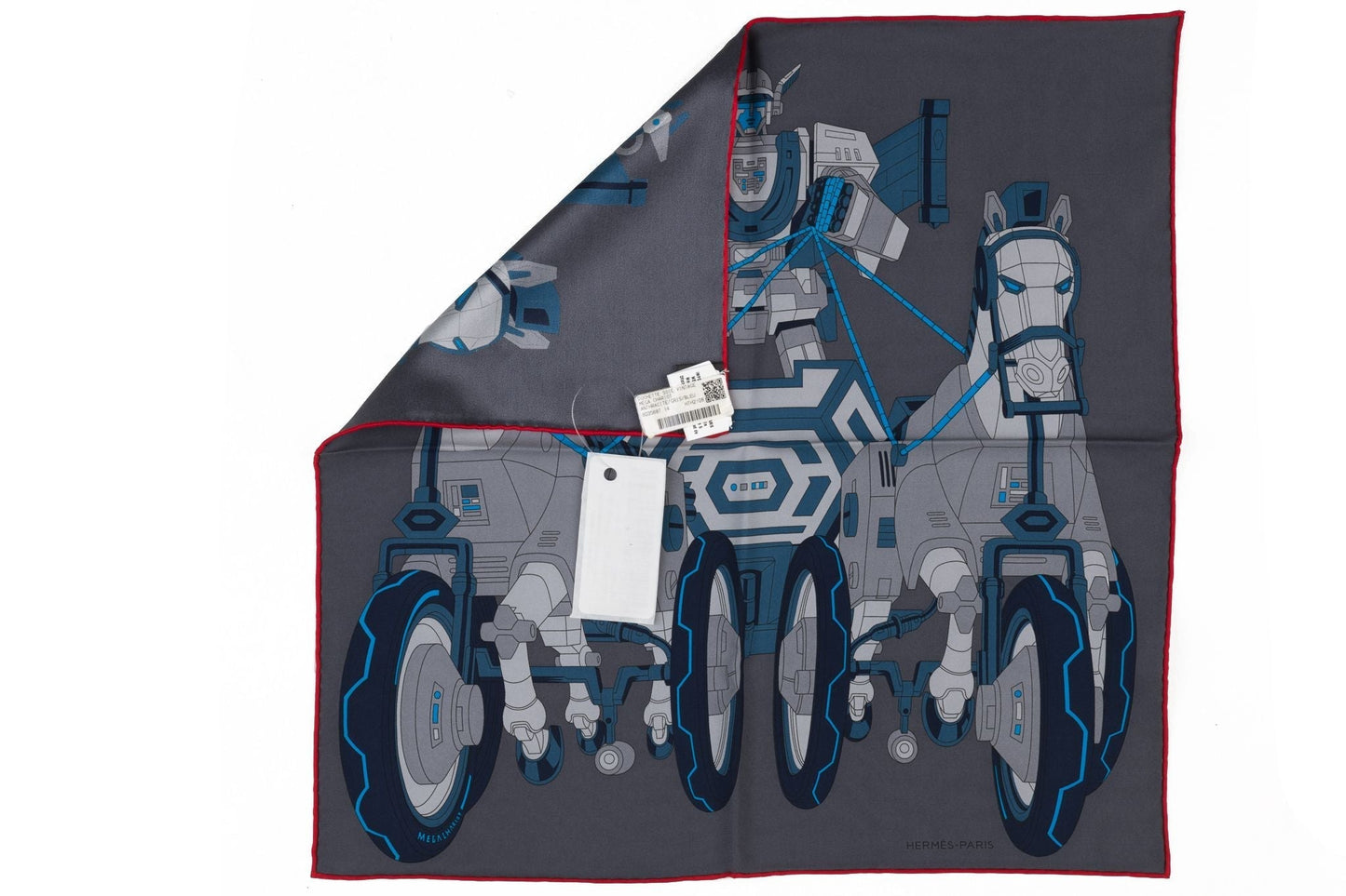 Hermes BNIB Grey Robot Silk Gavroche