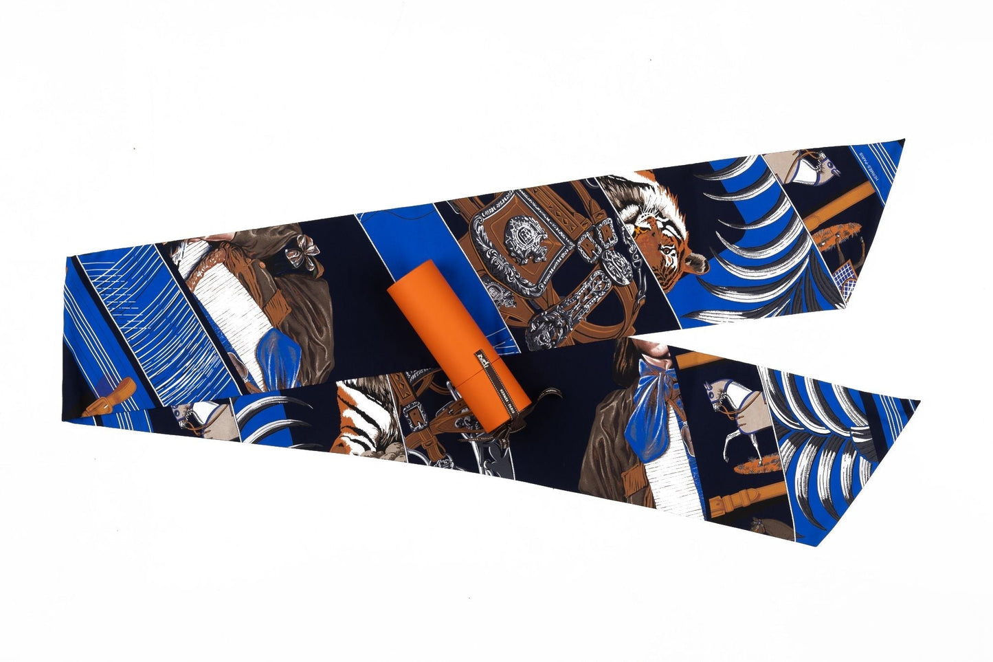 Hermes Black Blue Maxi Twilly