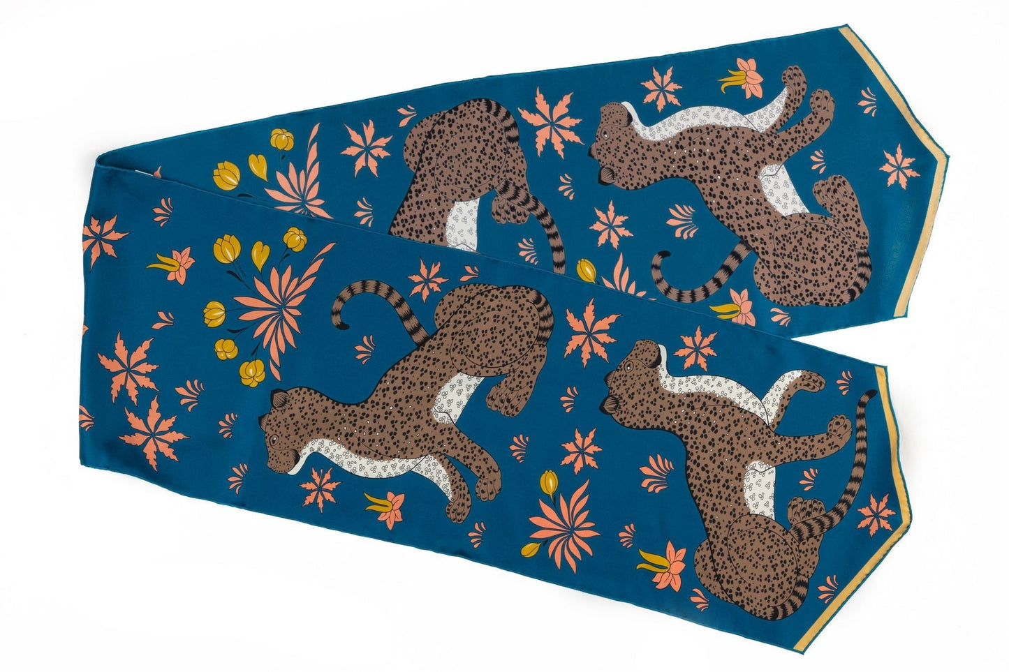 Hermes Blue Guepards Silk Stole