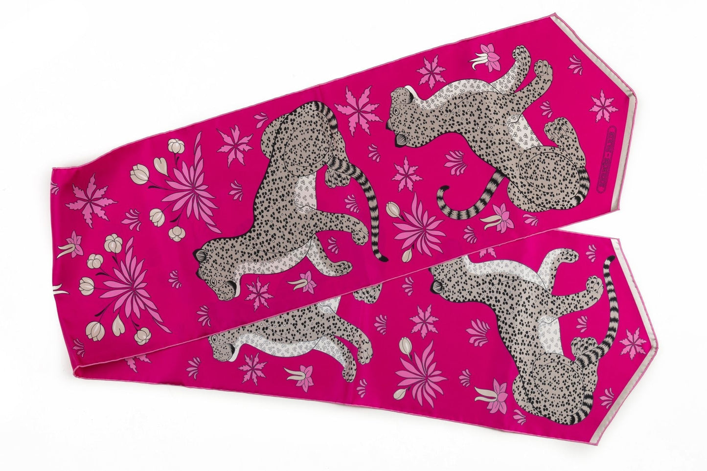 Hermes NIB Fuchsia Guepards Silk Stole