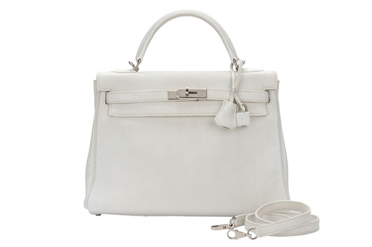 Hermes Kelly 32 Retourne White Clemence