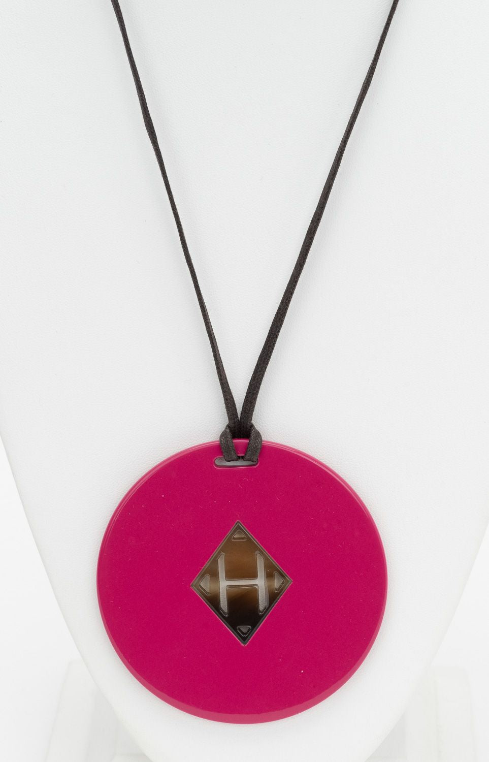 Hermes H logo Buffalo Necklace Pink