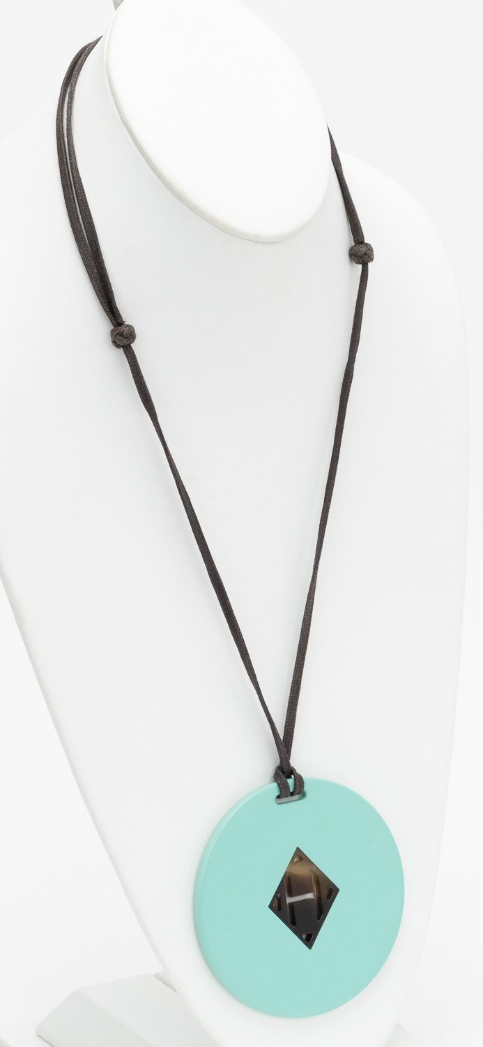 Hermes H logo Buffalo Necklace Turquois