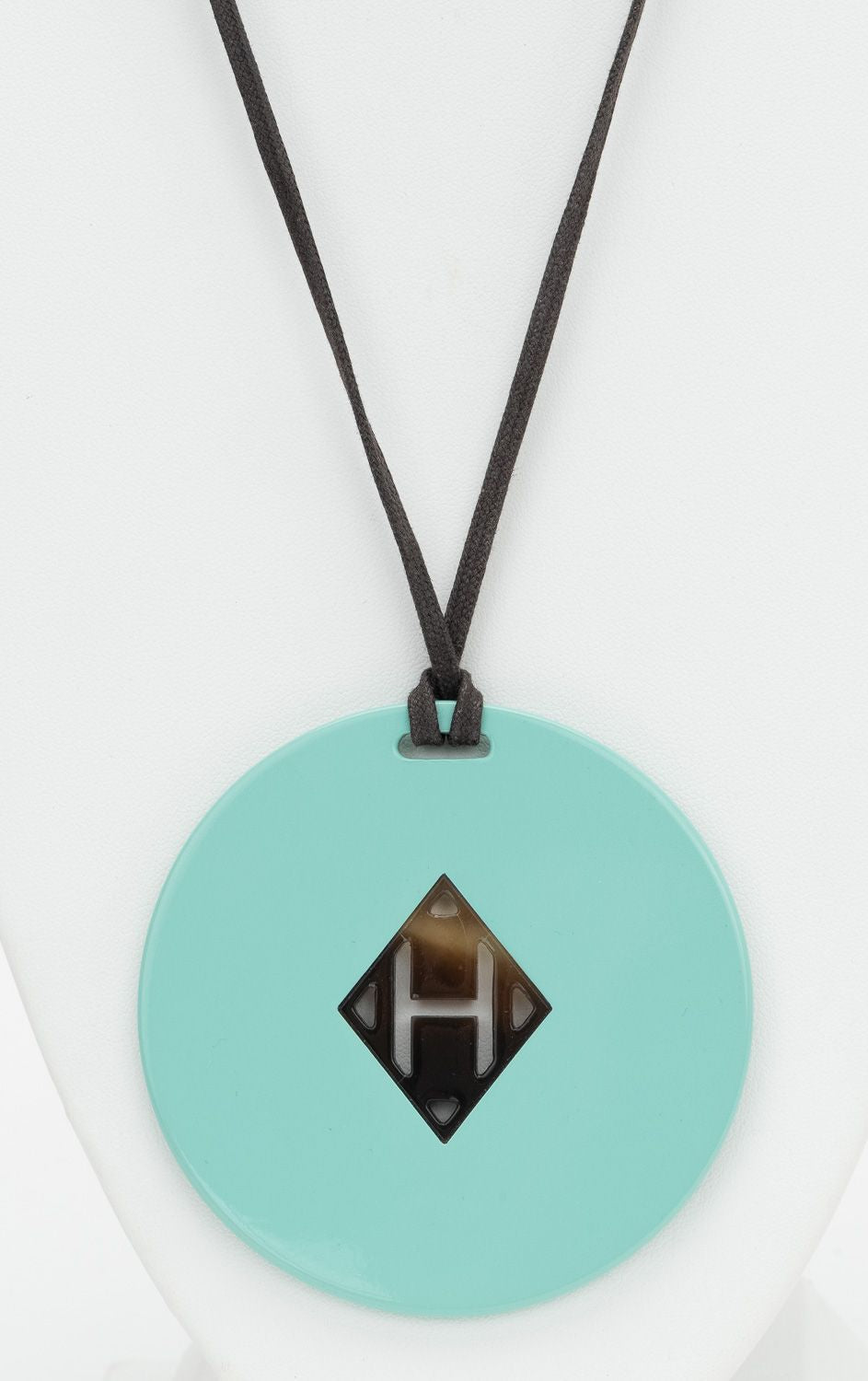 Hermes H logo Buffalo Necklace Turquois