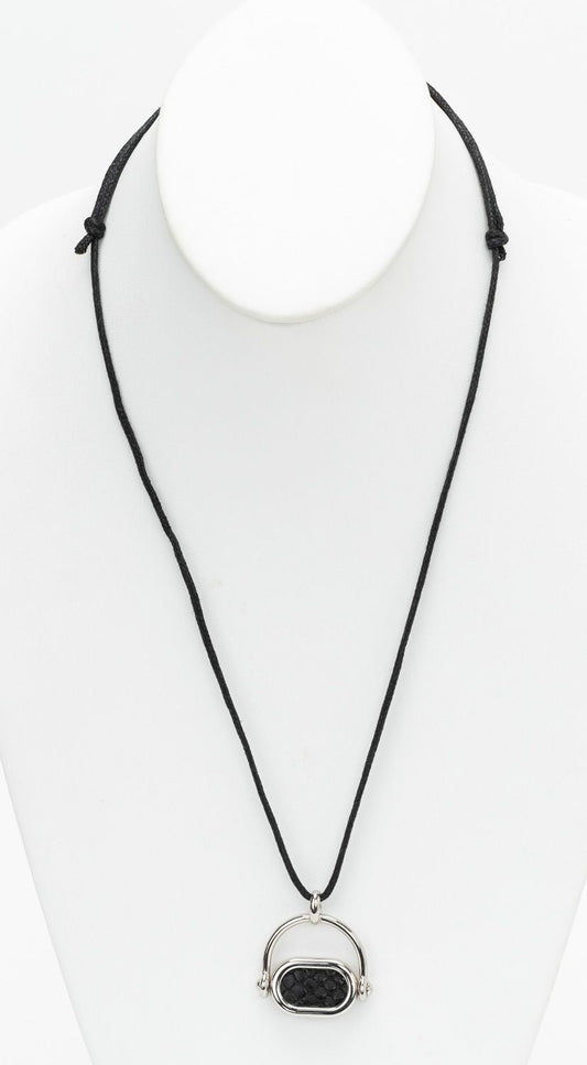 Hermes Necklace Silver Snake Skin