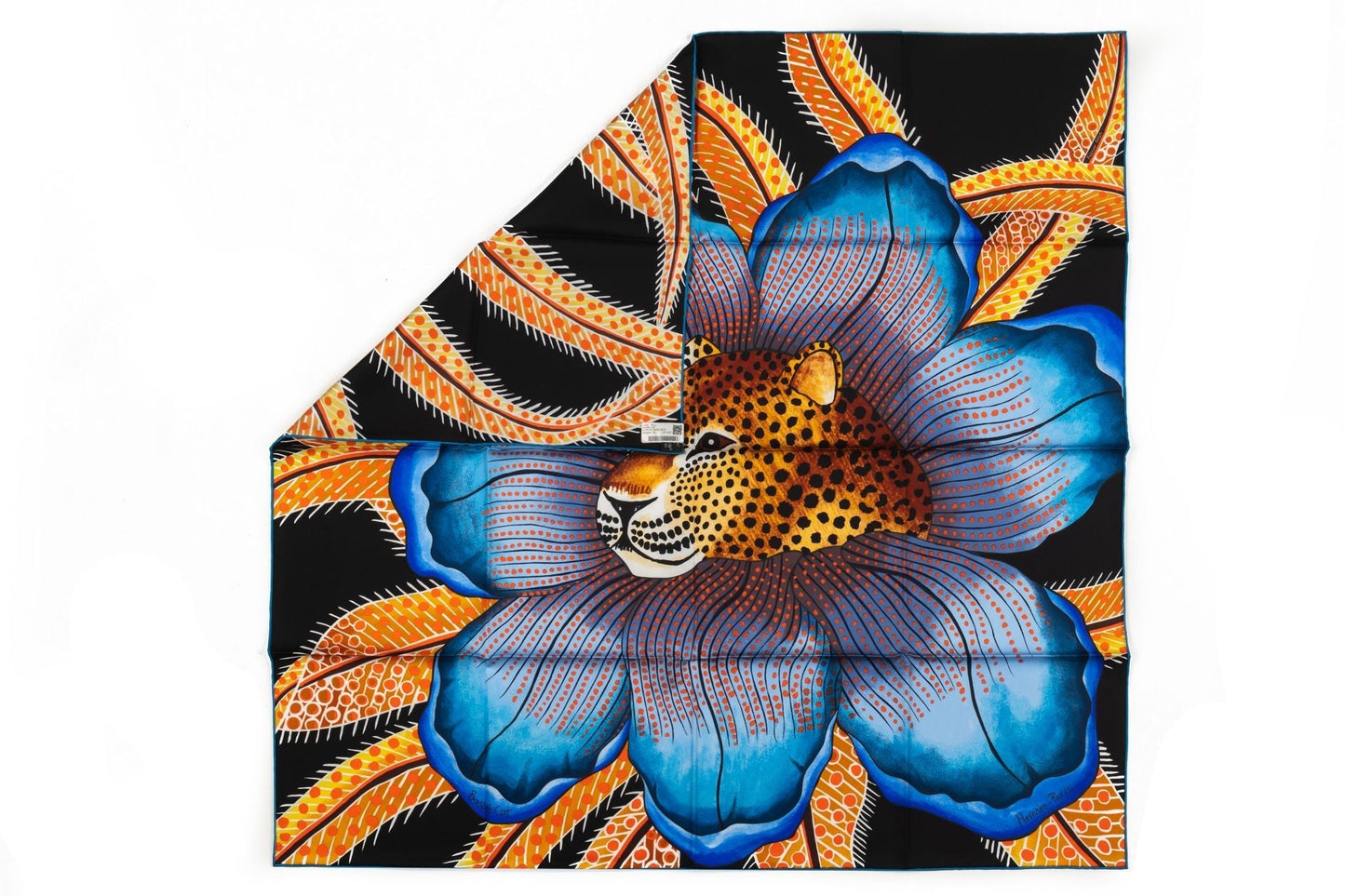 Hermes New Black Blue Baobab Silk Scarf