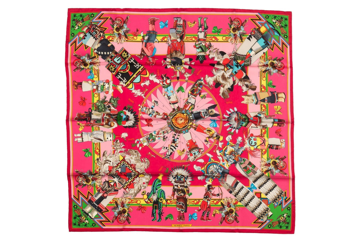 Hermes Pink Kachinas Silk Scarf