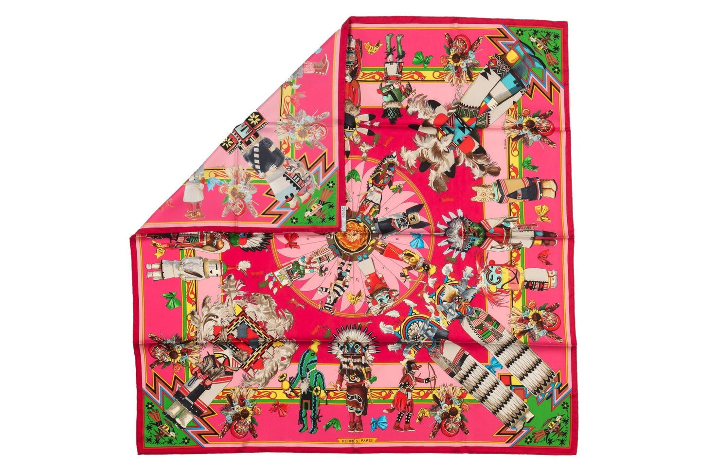 Hermes Pink Kachinas Silk Scarf NIB