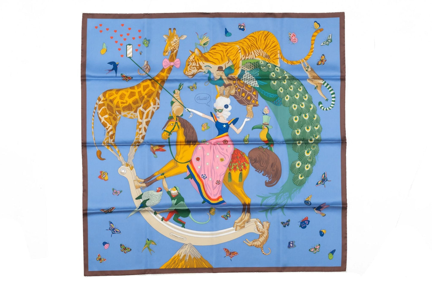 Hermes Story Blue pattern Silk Scarf NIB