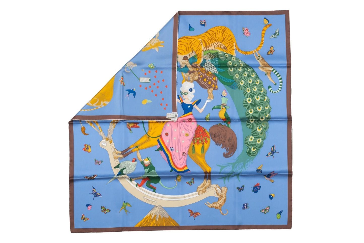 Hermes Story Blue pattern Silk Scarf NIB