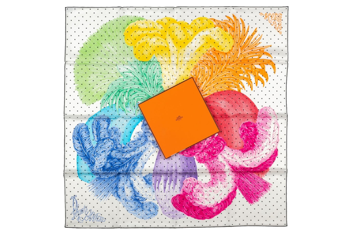 Hermes Plumets et Panaches Silk scarf BN