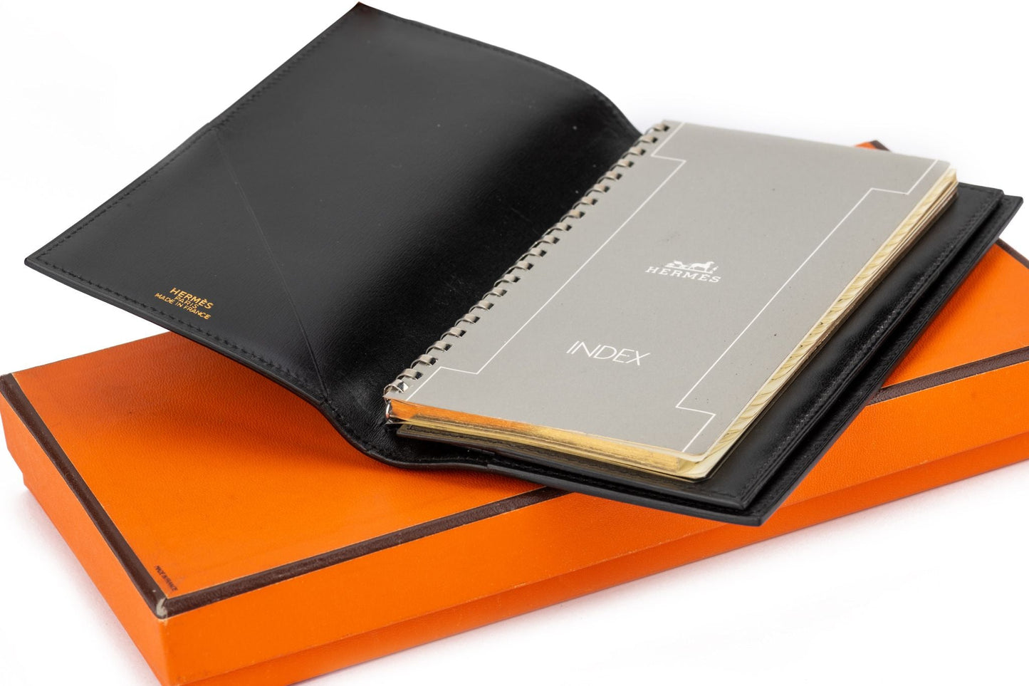 Hermes Black Box Calf Agenda With Box