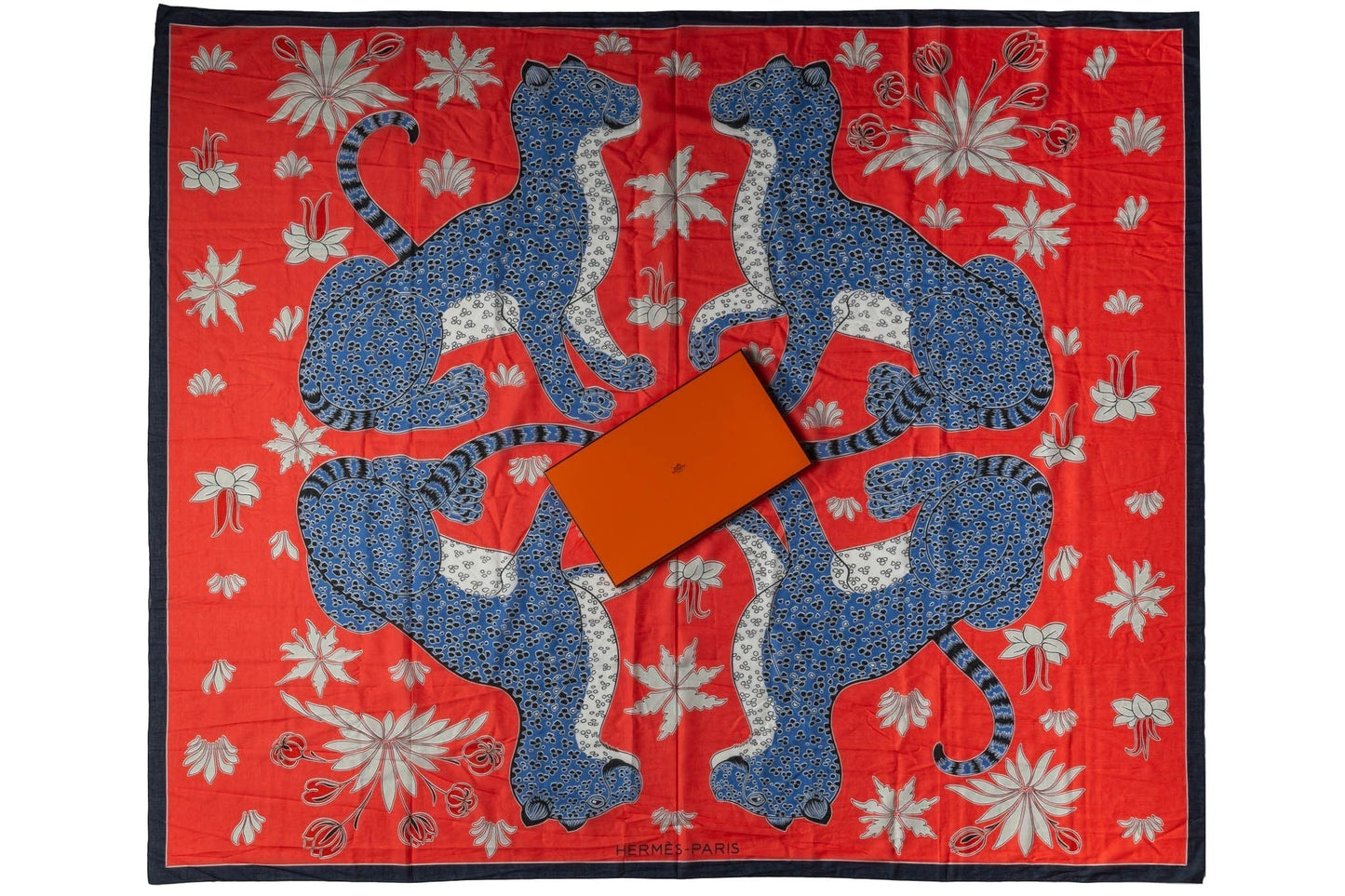 Hermes New Red Guepards Sarong Shawl