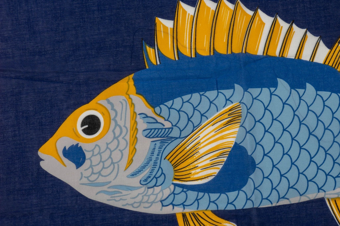 Hermes Vintage Blue Fish Cotton Sarong