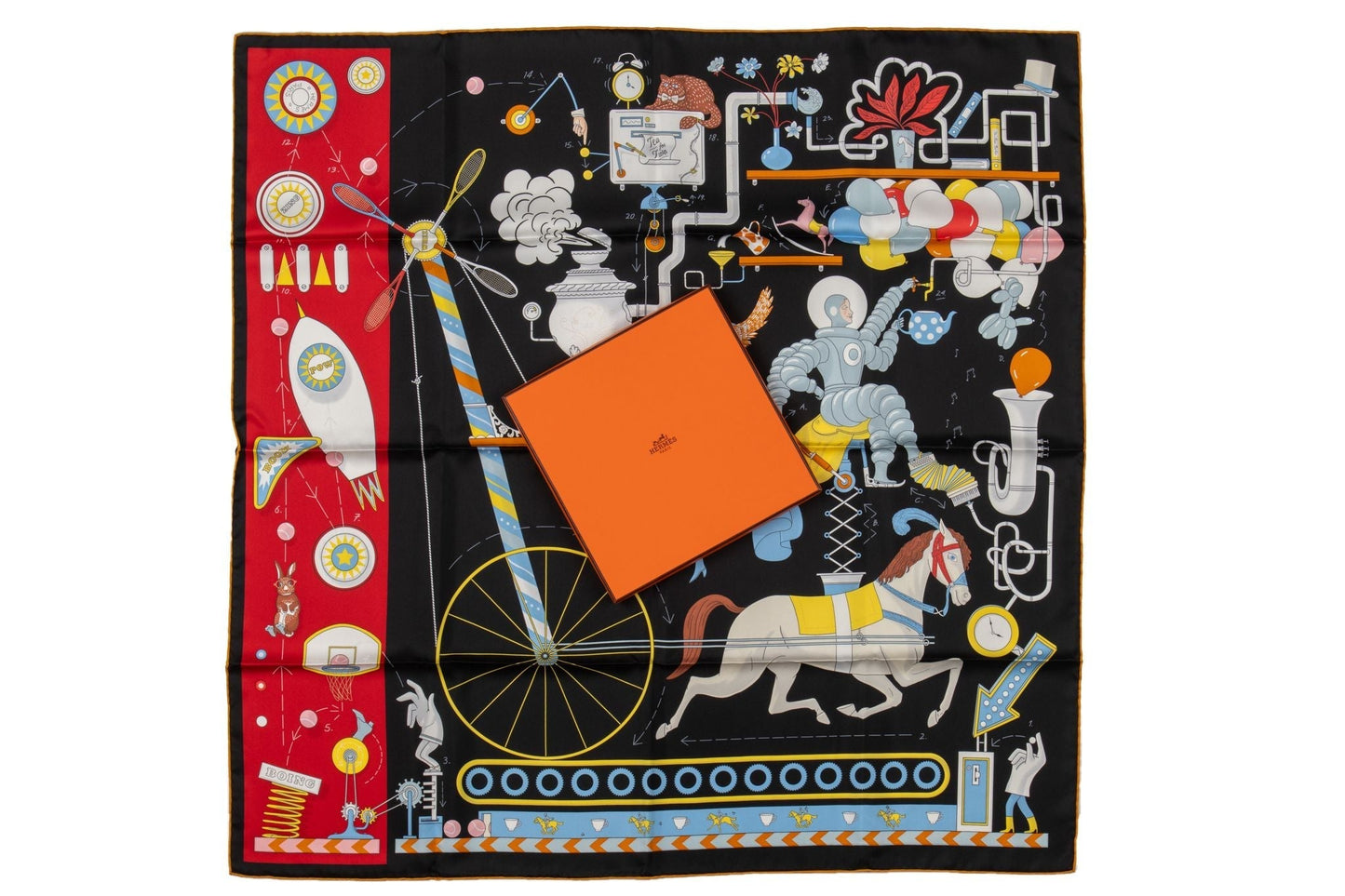 Hermes New Tea for Two Black Scarf