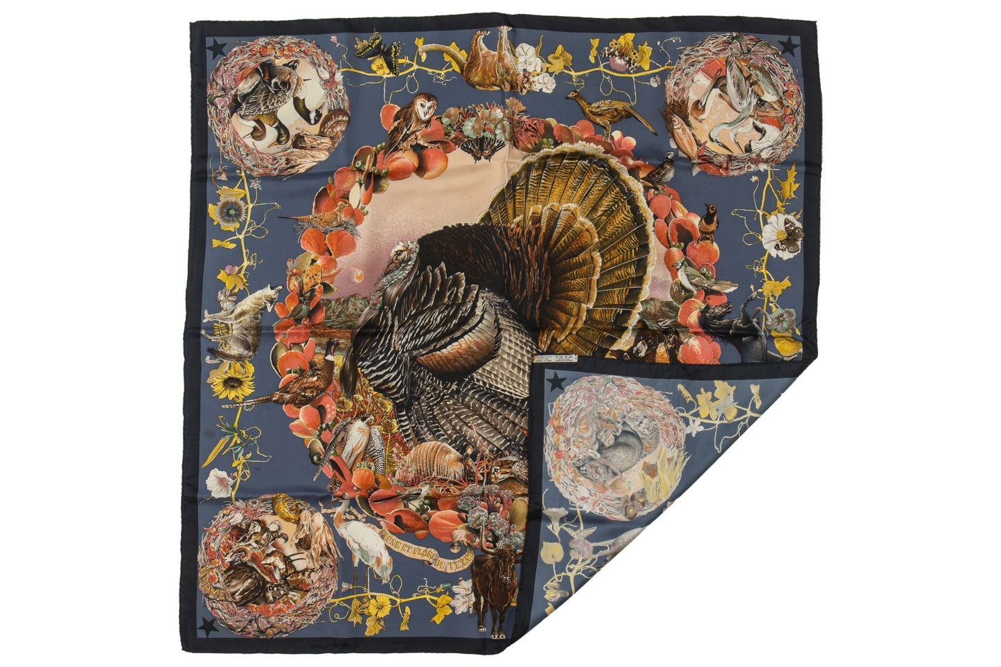 Hermes Navy Texas Wildlife Scarf Oliver