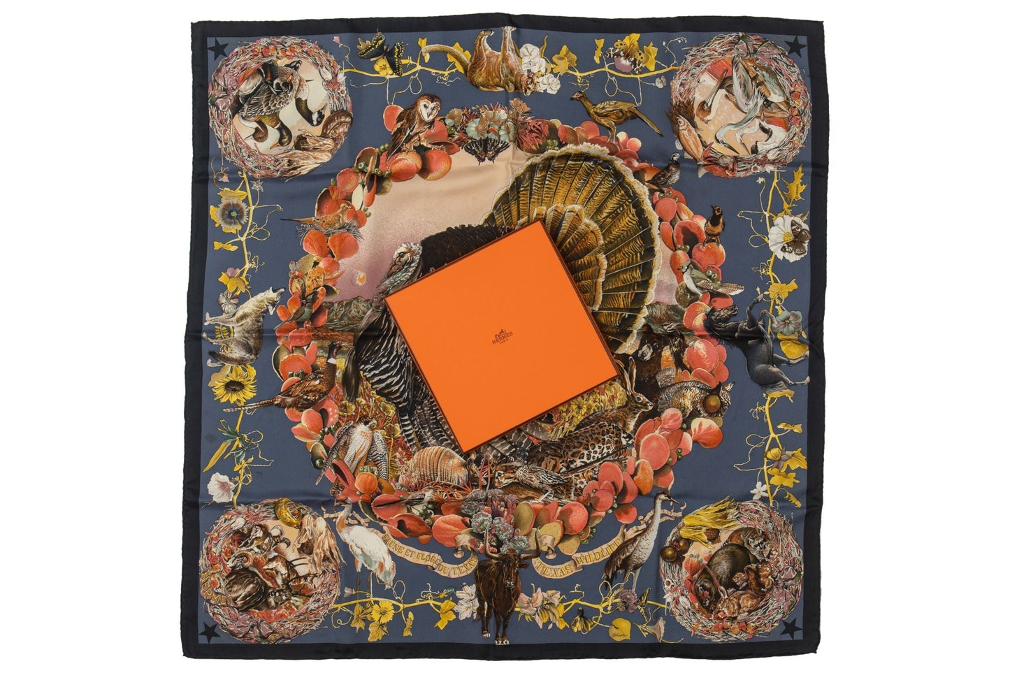 Hermes Navy Texas Wildlife Scarf Oliver