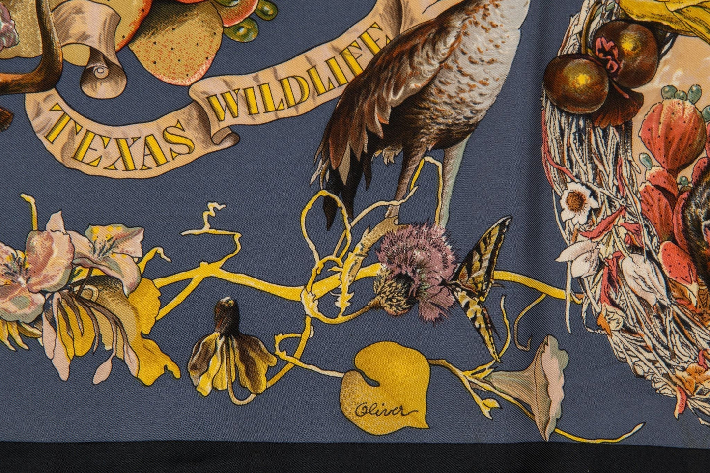 Hermes Navy Texas Wildlife Scarf Oliver