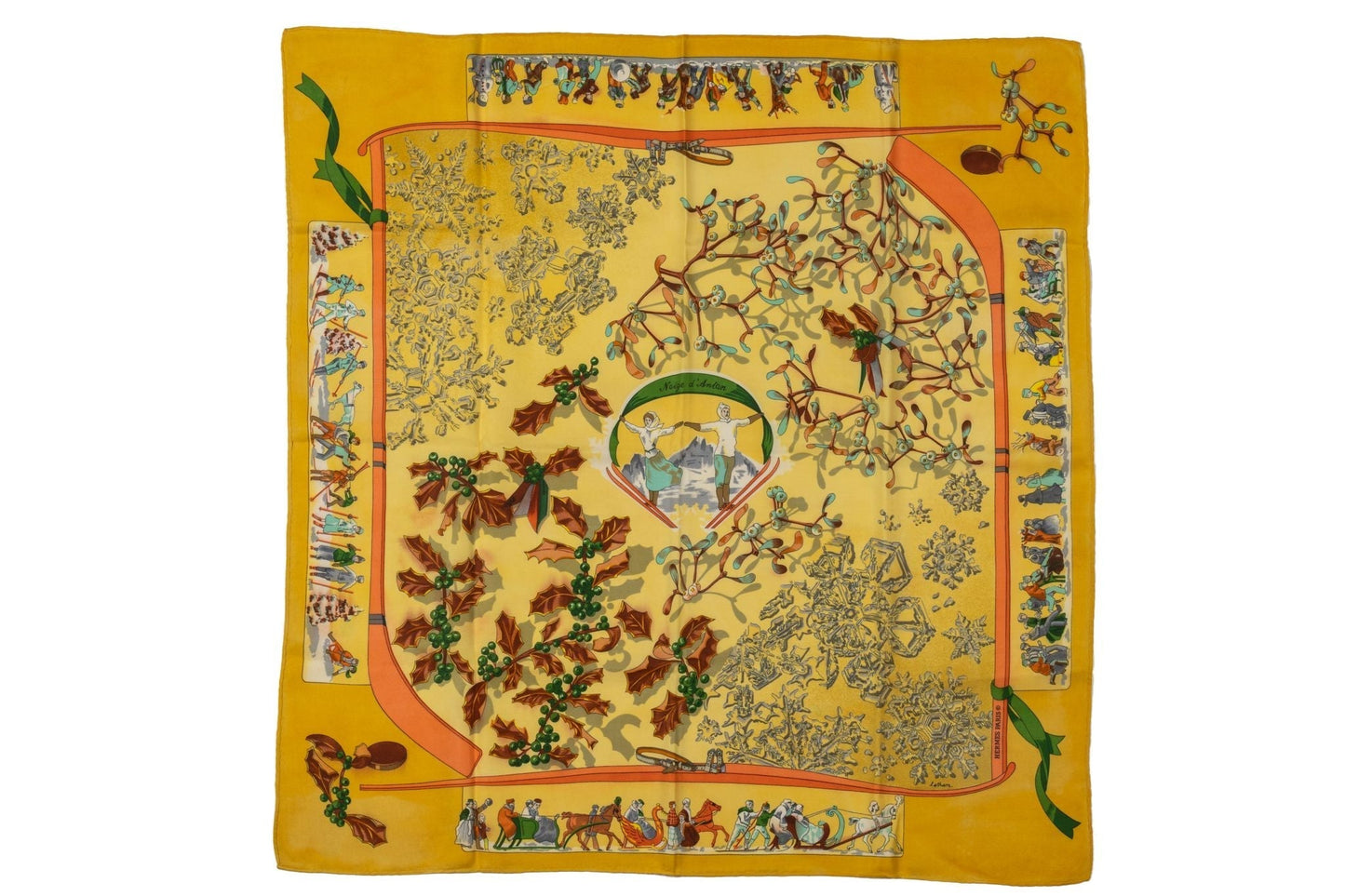Hermes Yellow Niege D'Antan Silk Scarf