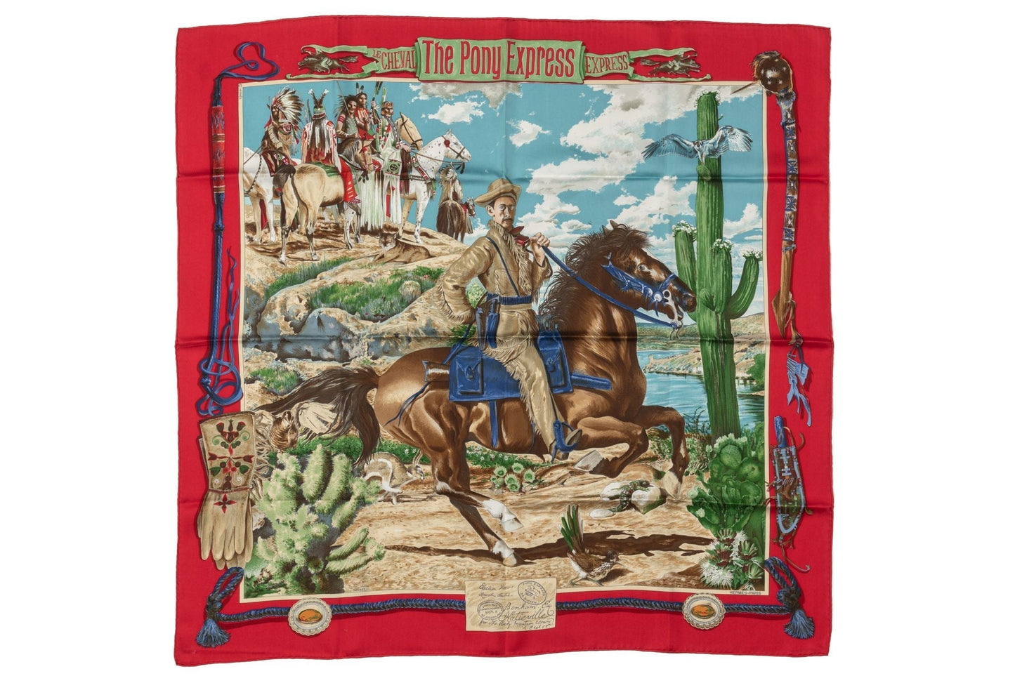 Hermes Red Pony Express Scarf by Oliver