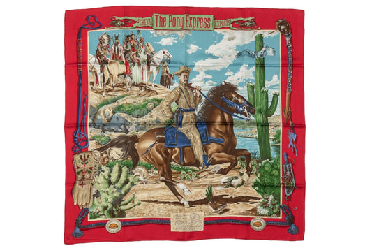 Hermes Red Pony Express Scarf by Oliver