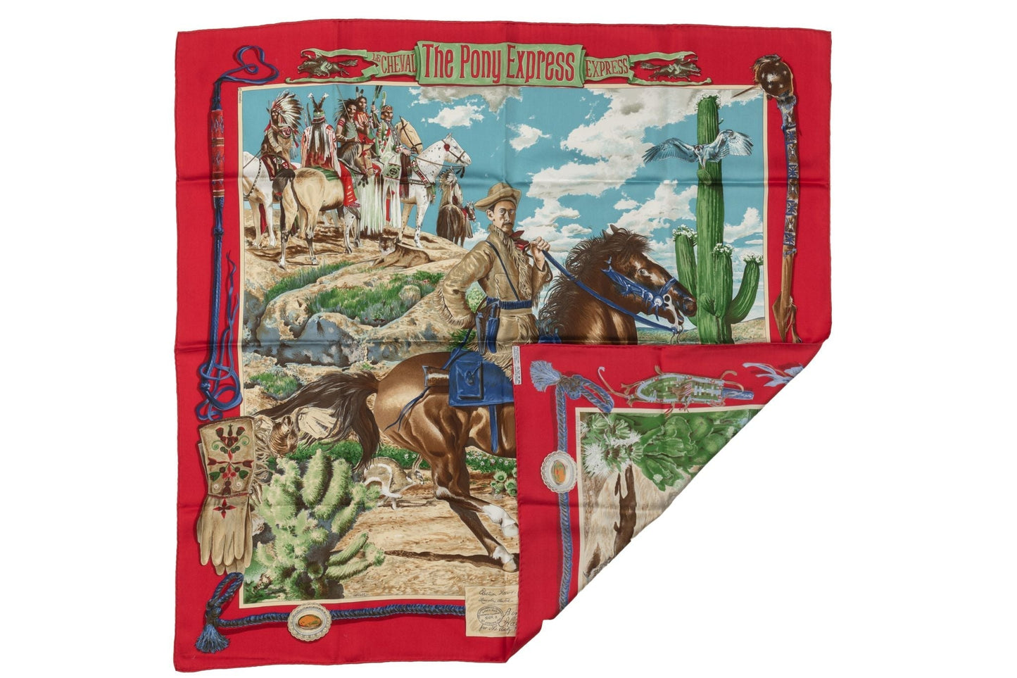 Hermes Red Pony Express Scarf by Oliver