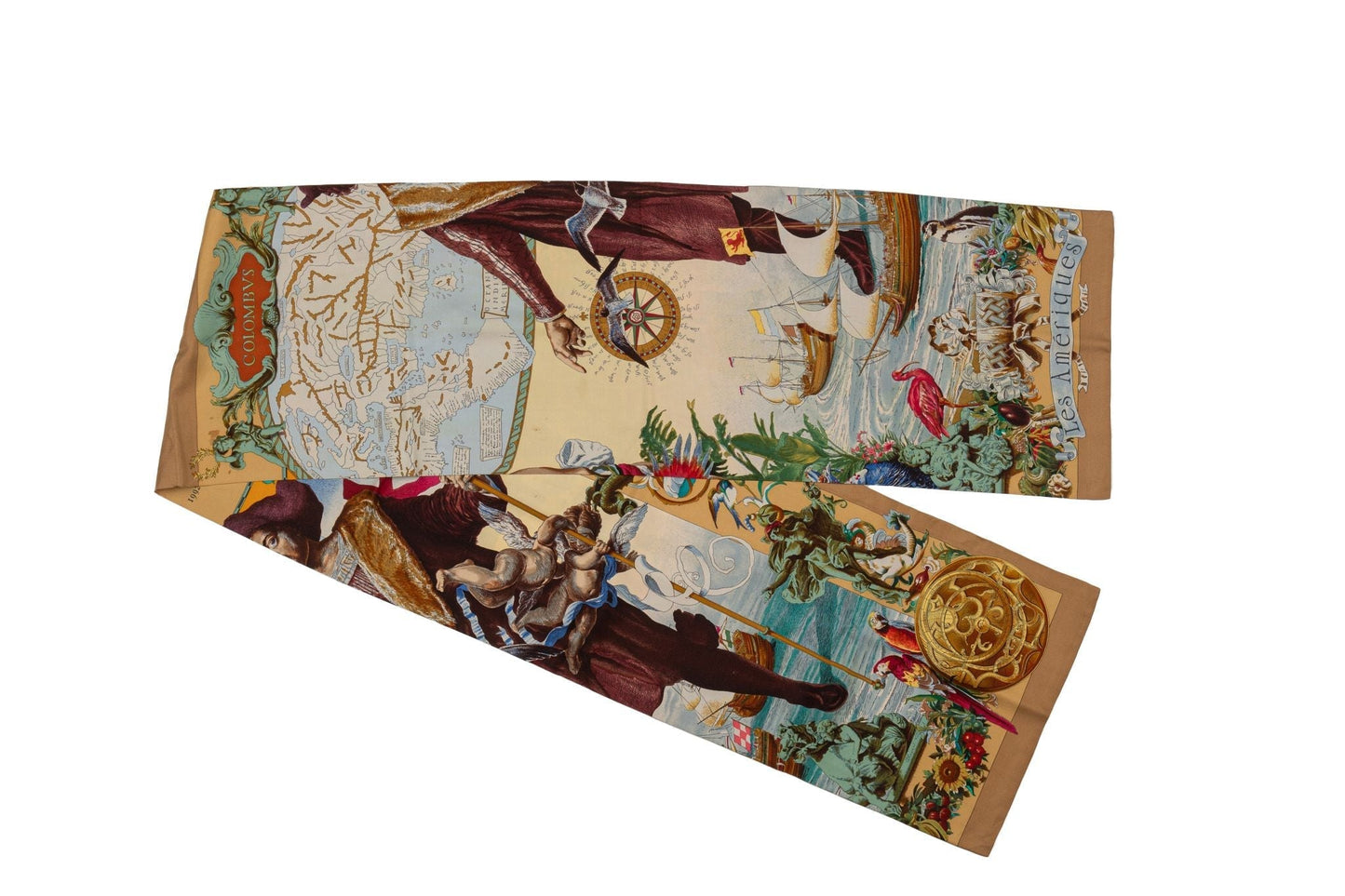 Hermes Vintage Rare Columbus Silk Stole