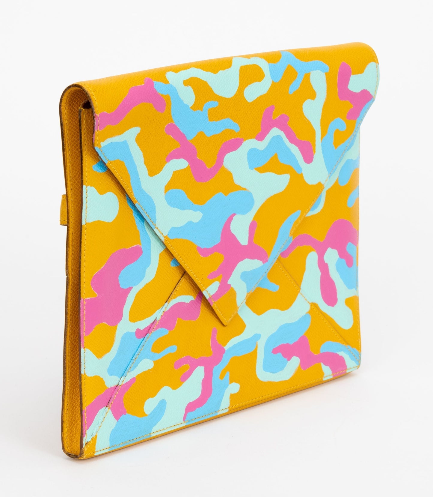 Hermes Custom Painted Yellow Clutch