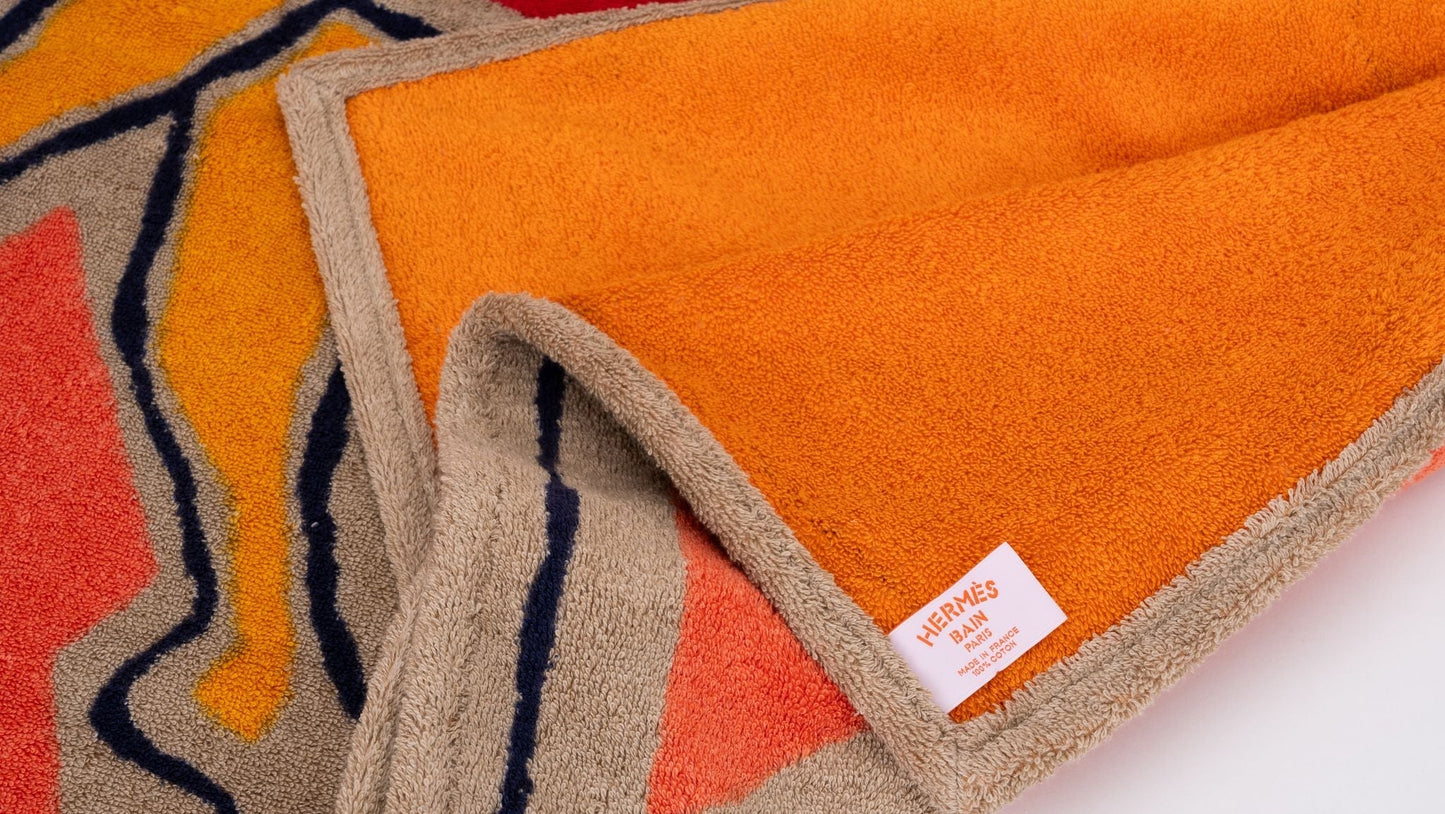 Hermes NIB Orange Horse Beach Towel