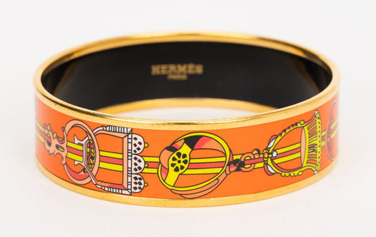 Hermes Medium Orange Enamel Bangle