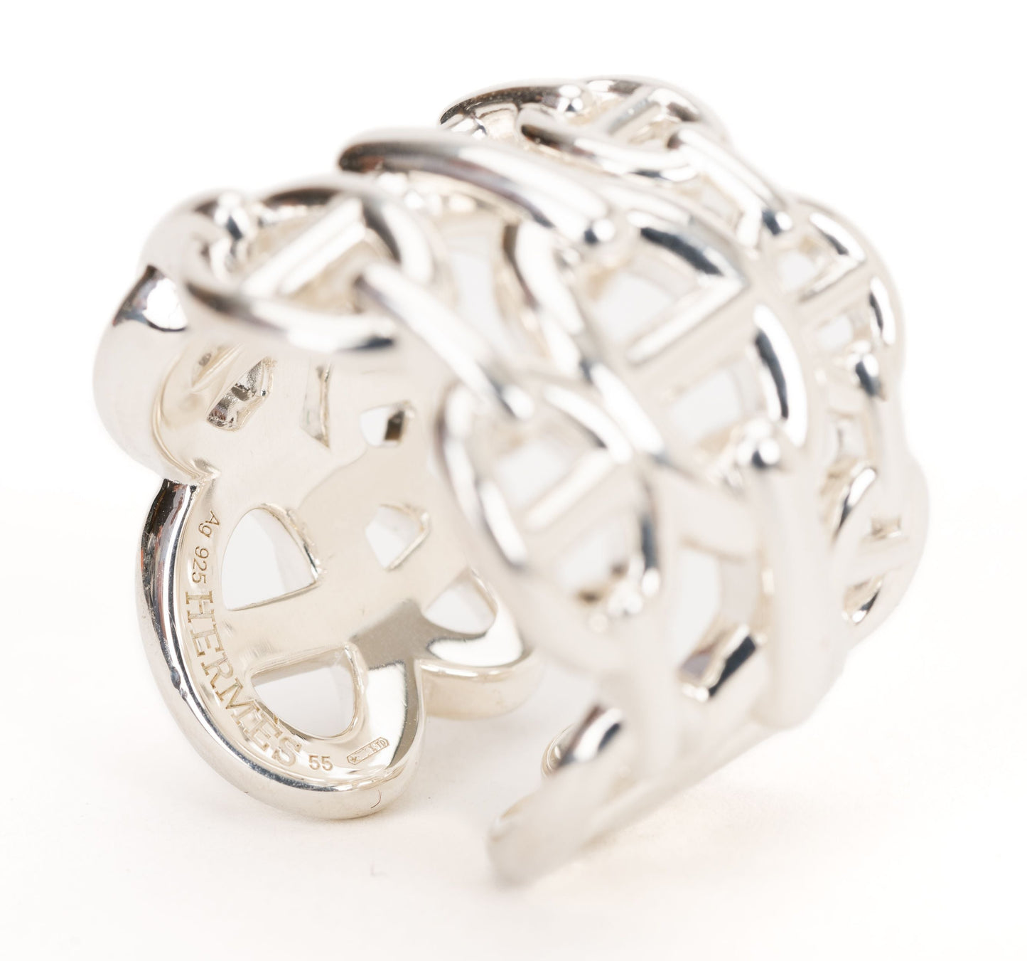 Hermes New Sterling Chain Ring Size 6.75