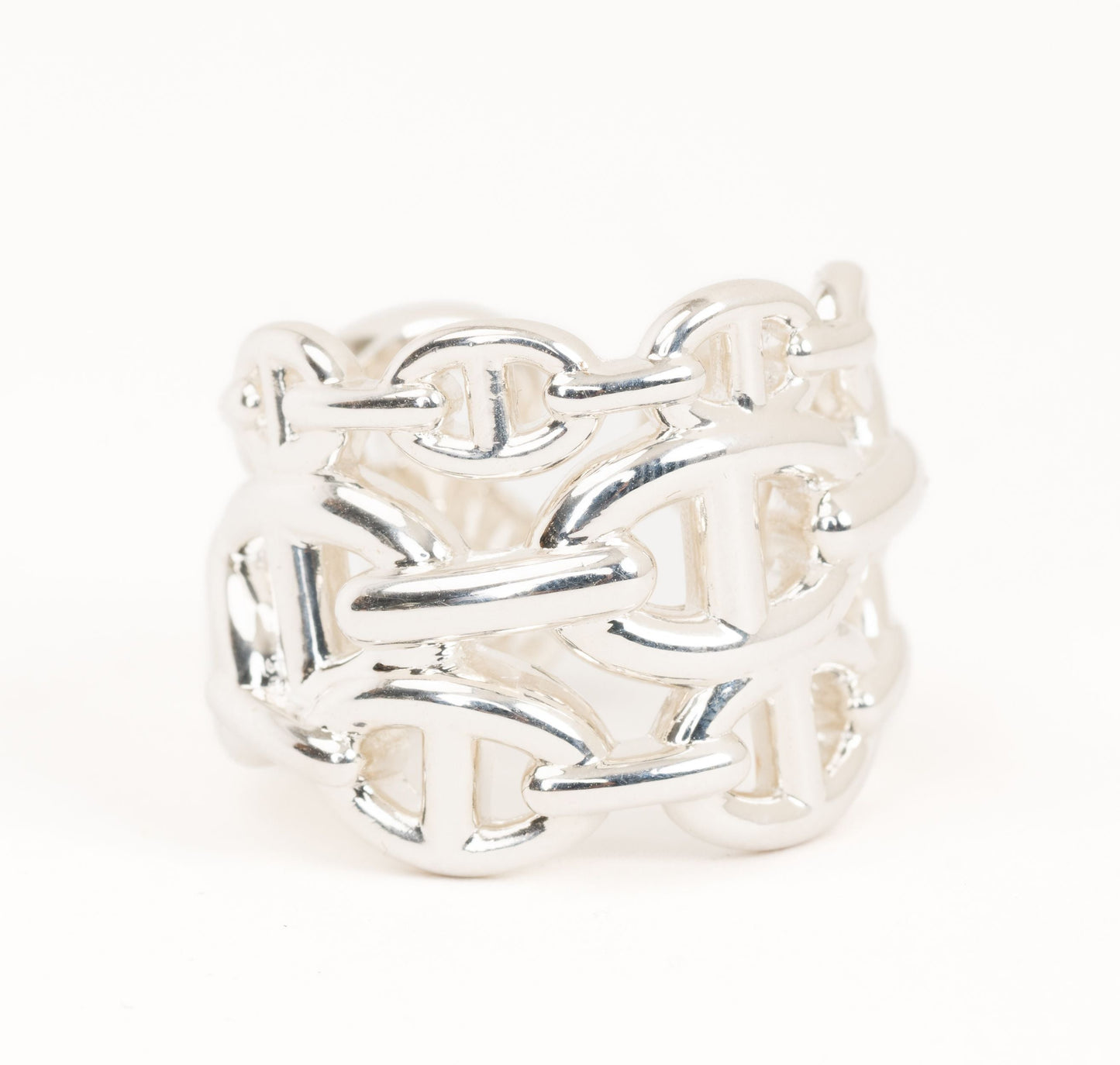 Hermes New Sterling Chain Ring Size 6.75