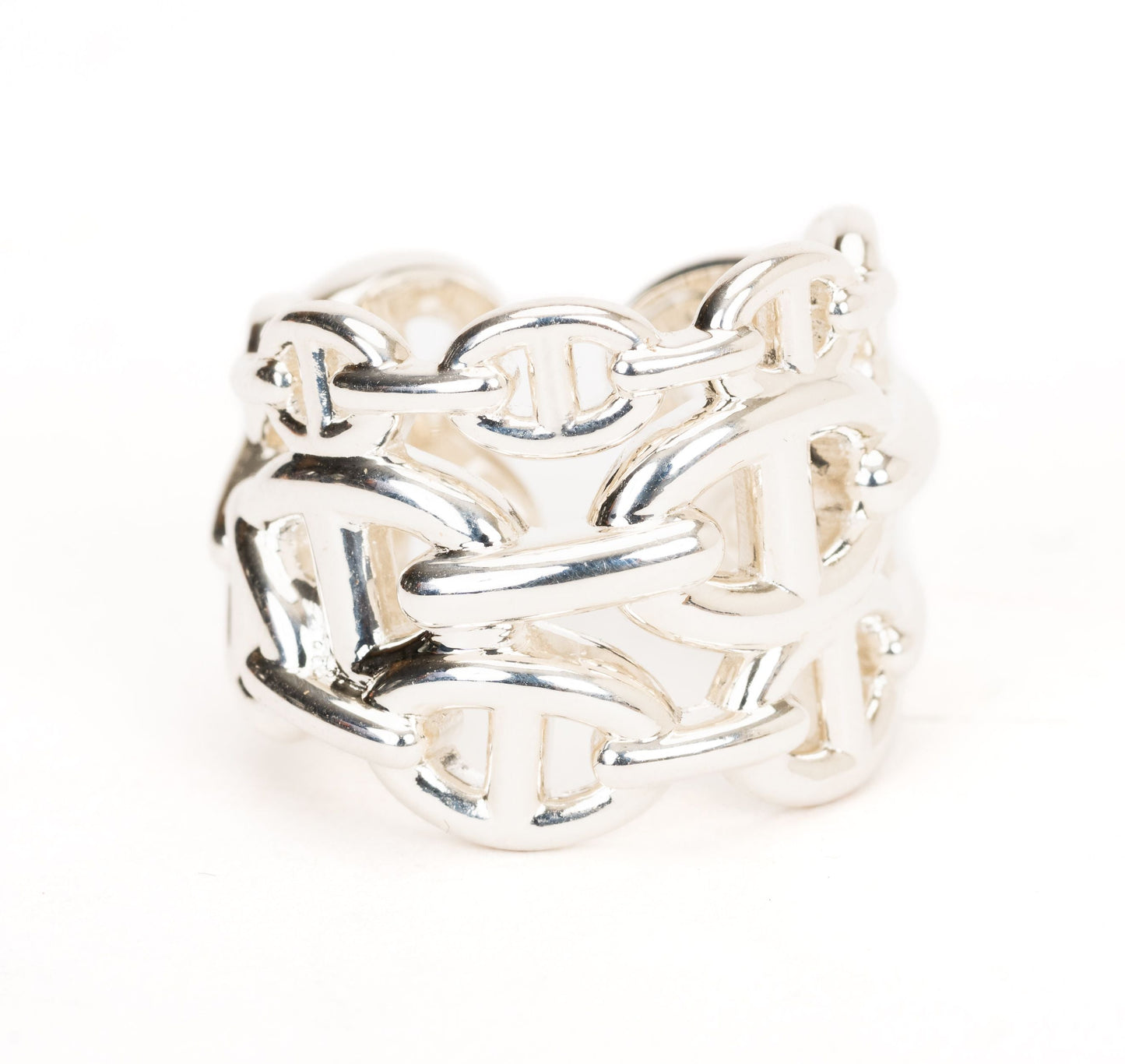 Hermes New Sterling Chain Ring Size 6.75