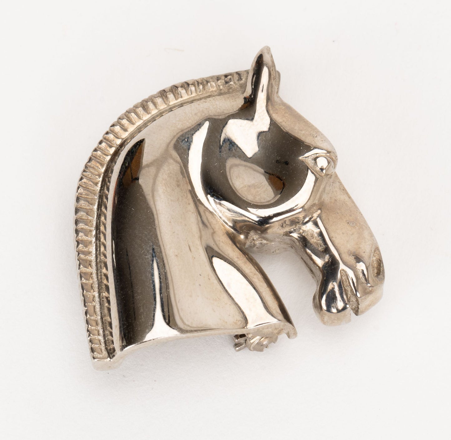 Hermes Silver Horse Head Bijoux Pin