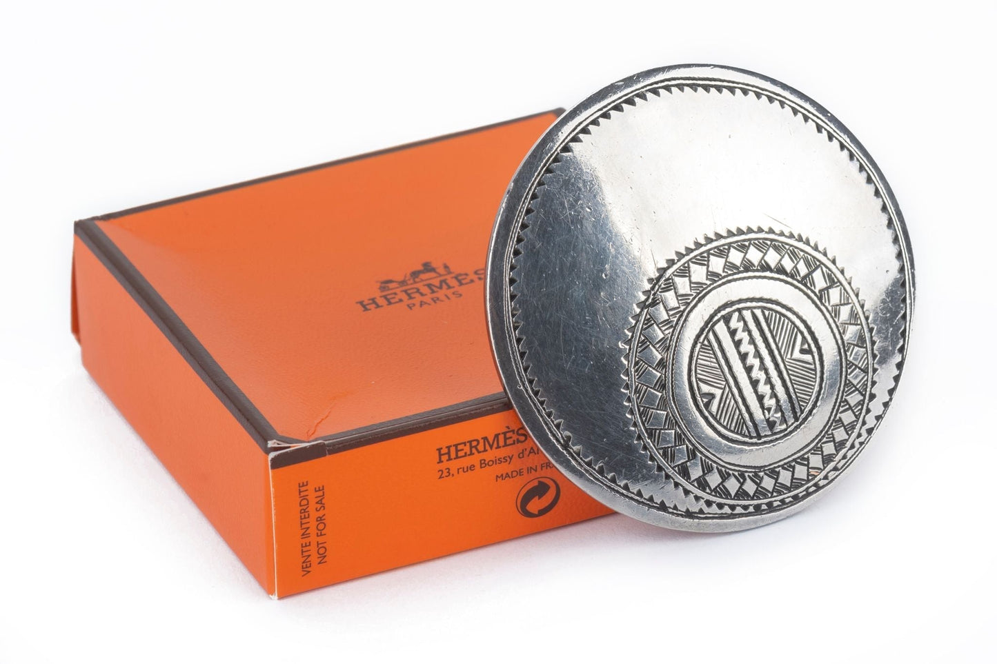 Hermes Silver Tuareg Scarf Ring W/Box