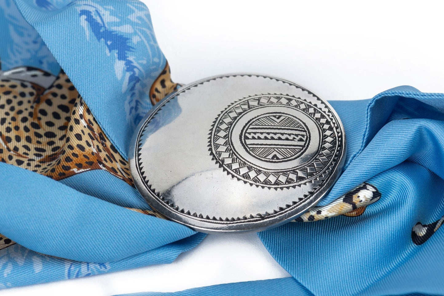 Hermes Silver Tuareg Scarf Ring W/Box