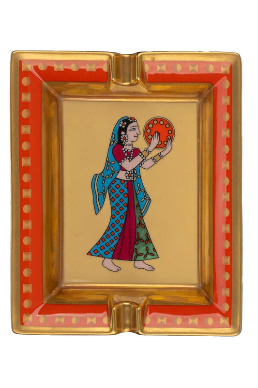 Hermes Gold Leaf Indian Dancer Ashtray